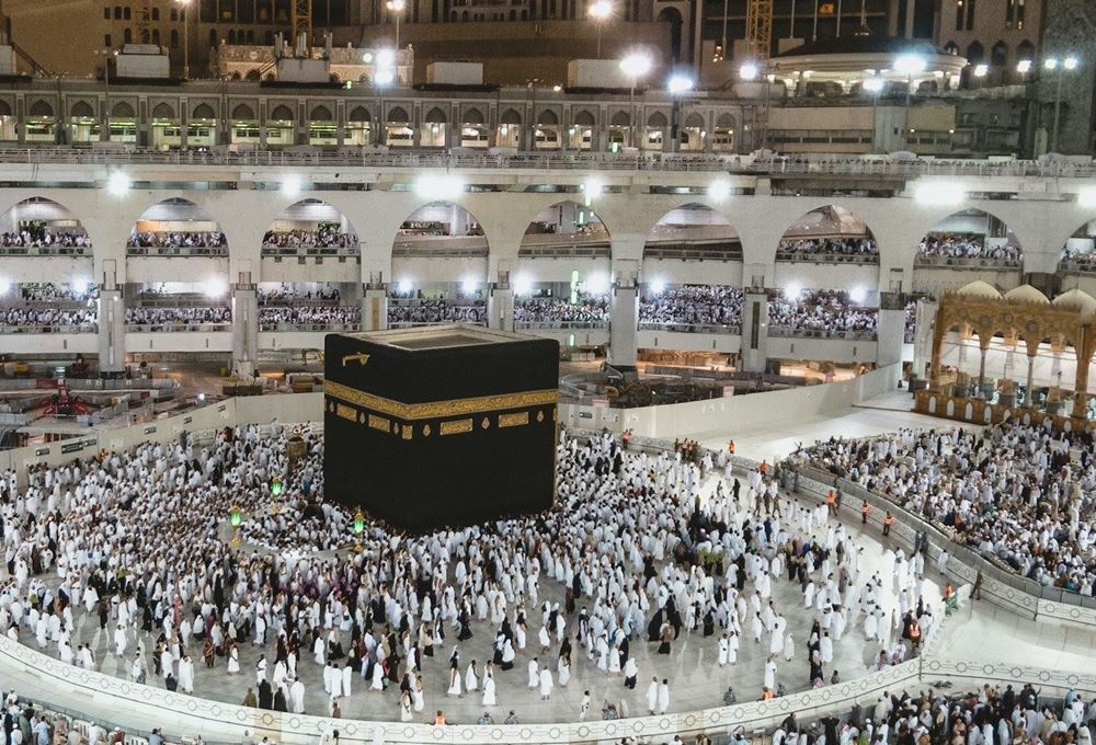 Pilgrims performing Tawaf around the Kaaba